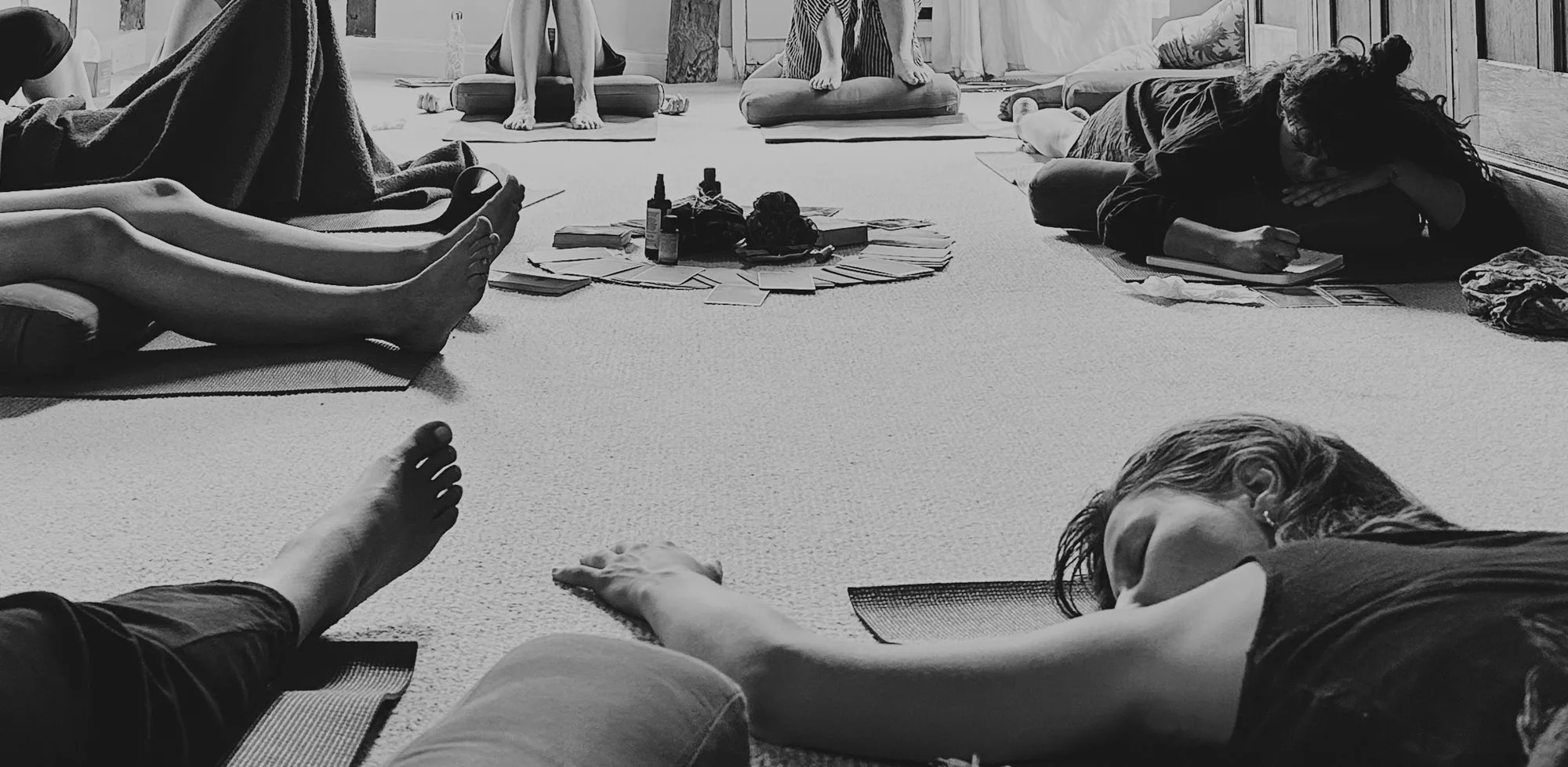 Retreat Participants engaged in a Breathwork reflection at The School Of Breathwork